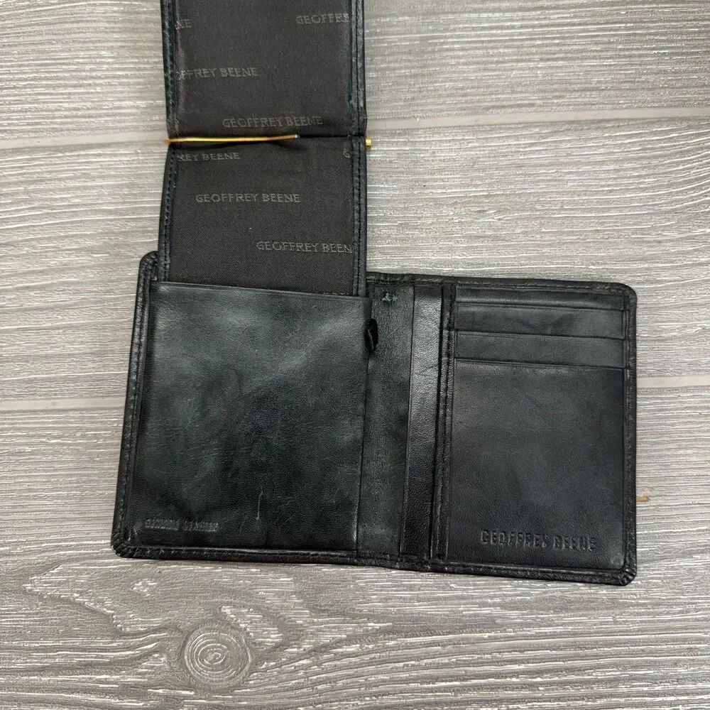 Geoffrey Beene Black Genuine Leather Bifold Wallet with Money Clip - Flaws
